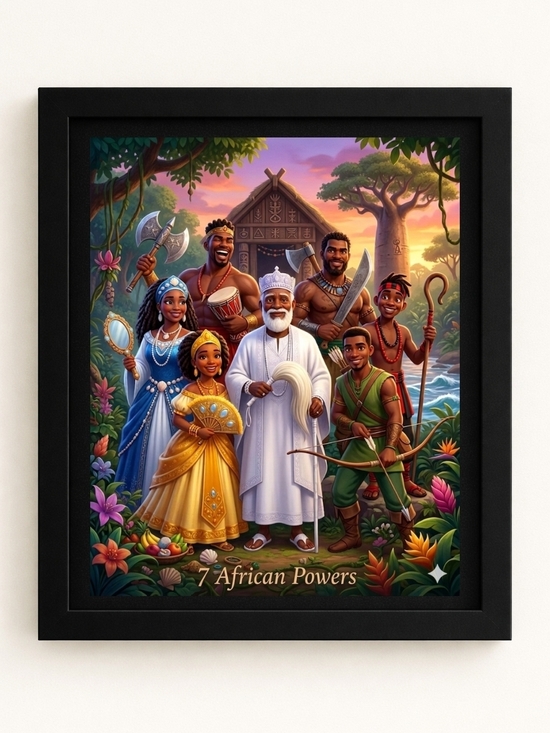 Hand Crafted Other - 7 African Powers Framed 8x10 Art Print